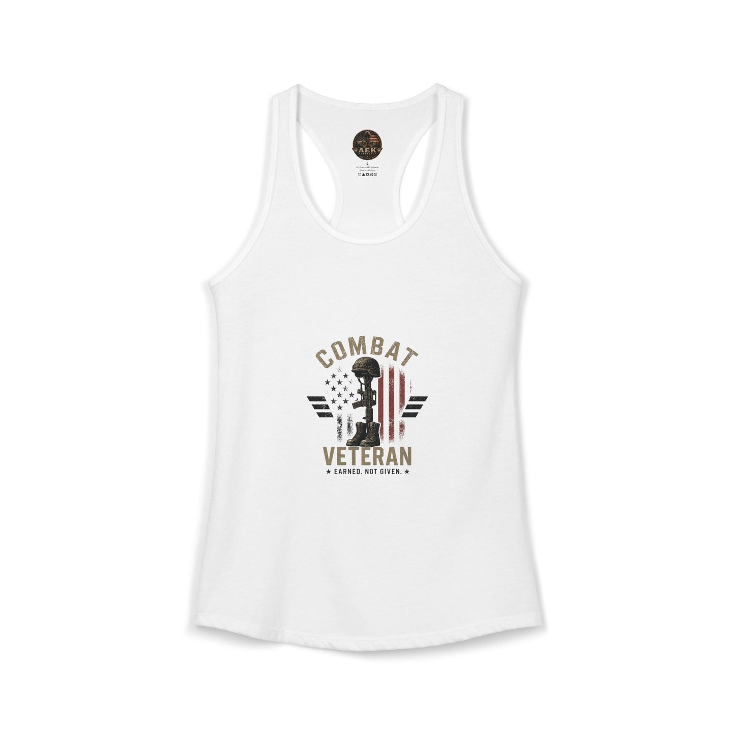 Women's Ideal Racerback Tank with "My Makeup Cost Less than My Ammo" print, slim fit, lightweight fabric, sporty scooped neckline
