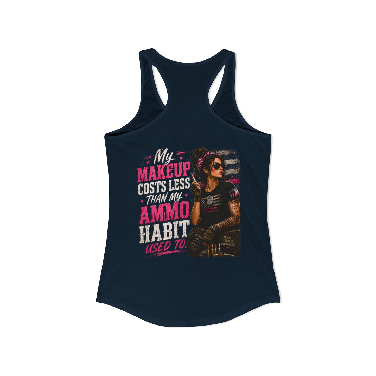 Women's Ideal Racerback Tank - 'My Makeup Cost Less than My Ammo'