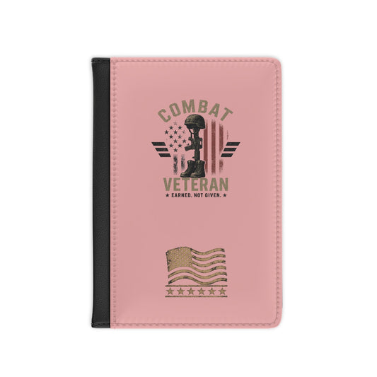Combat Veteran pink passport cover with tactical woman graphic and RFID protection