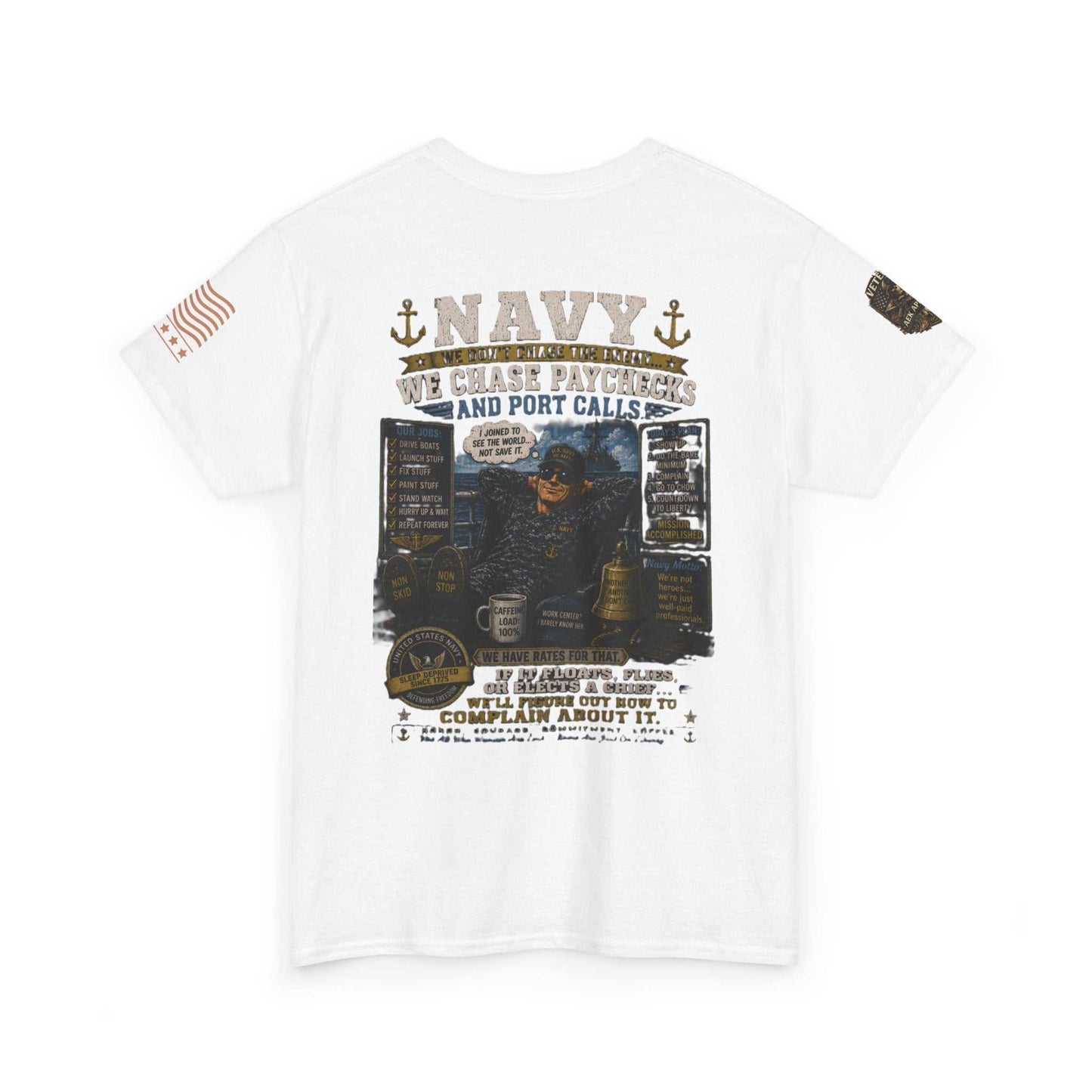Navy Veteran Graphic Tee - 'Navy: Sea, Salt & Port Calls' Military Shirt