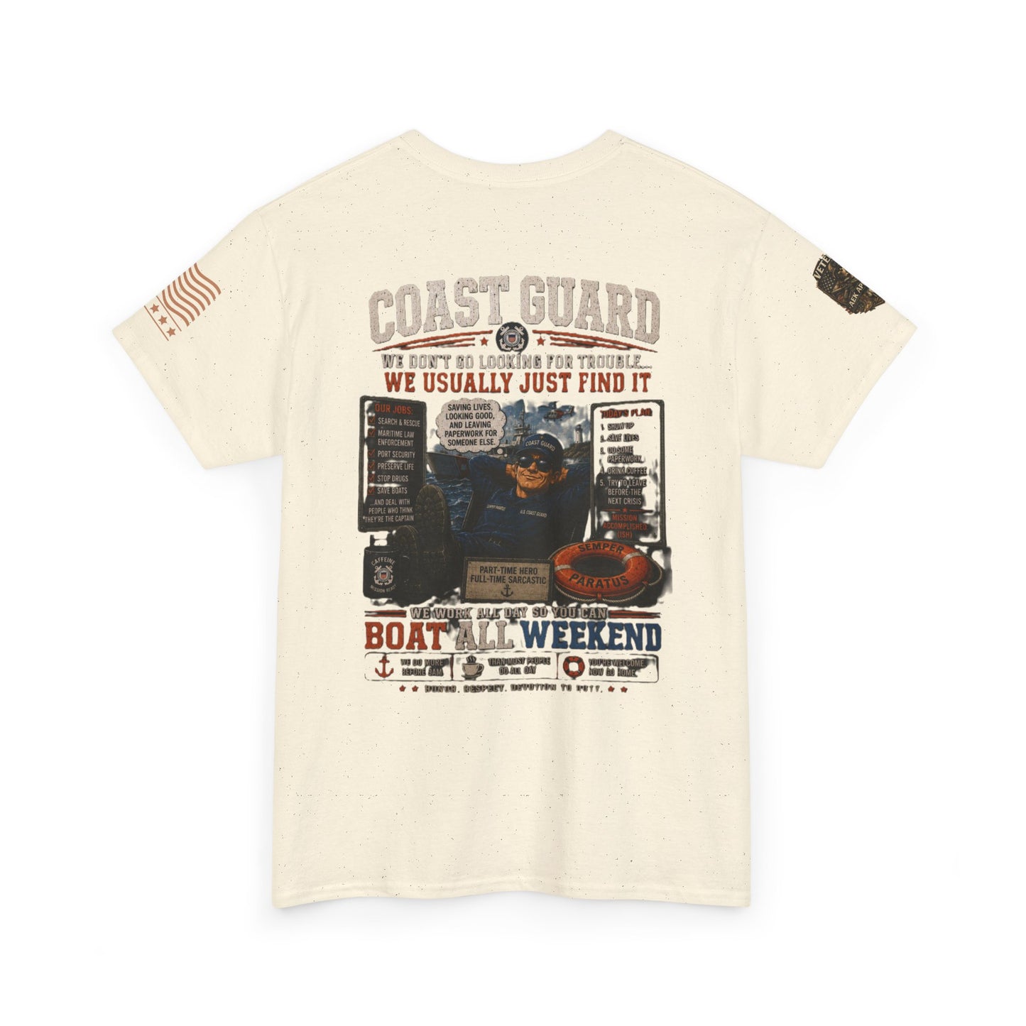 Coast Guard Boat All Weekend T-Shirt — Retro Nautical Rescue Tee