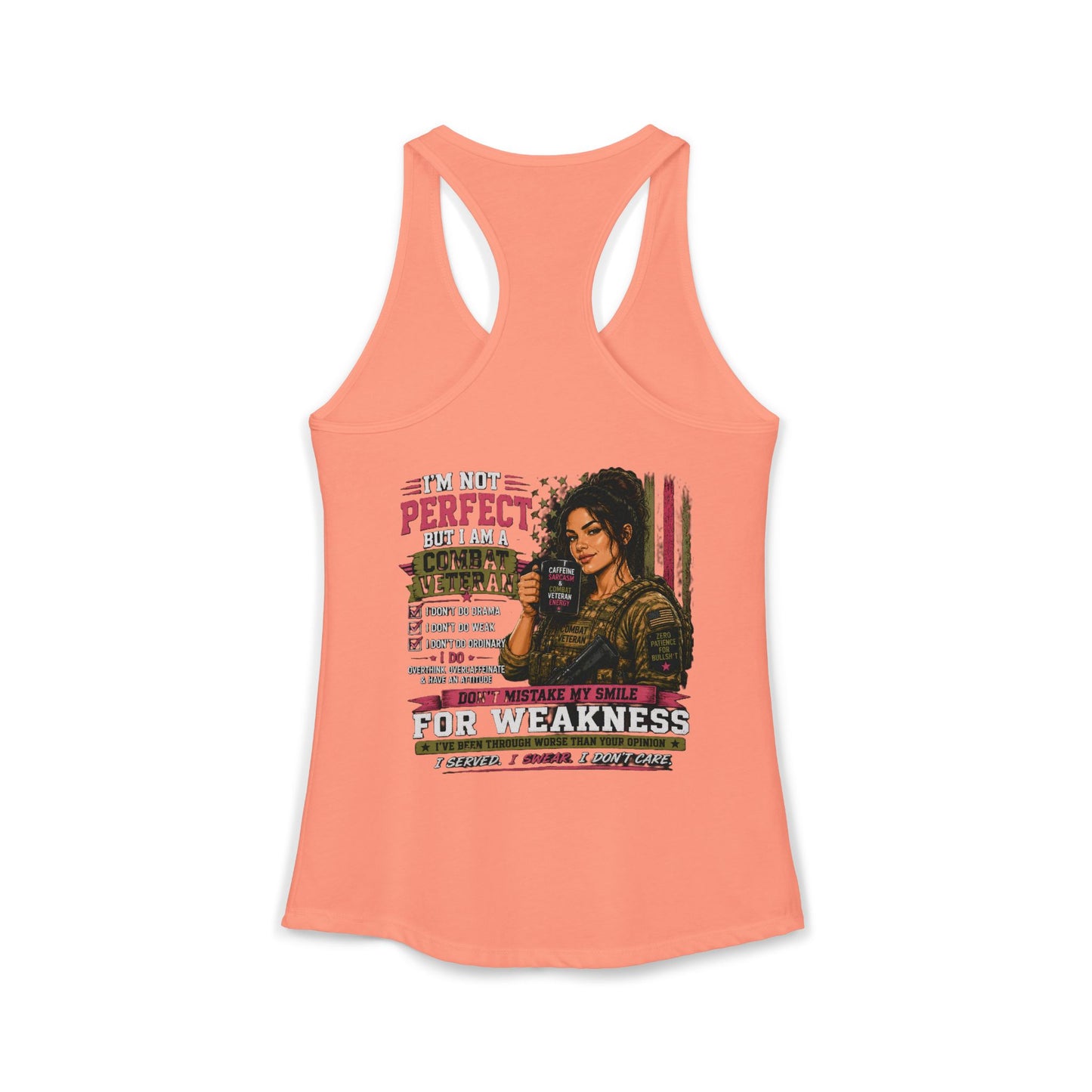 Women's Ideal Racerback Tank - 'I Am Not Perfect, I Am A Combat Veteran'