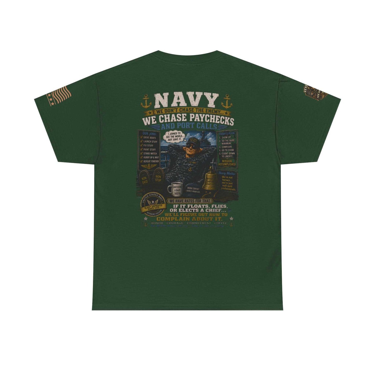 Navy Veteran Graphic Tee - 'Navy: Sea, Salt & Port Calls' Military Shirt