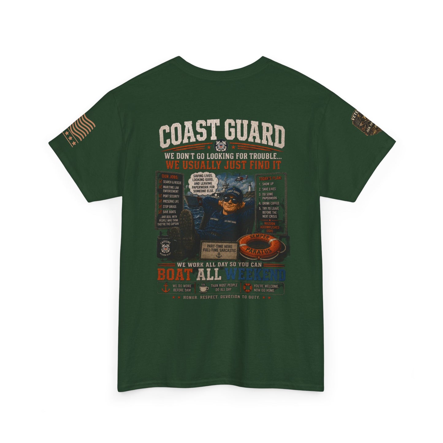 Coast Guard Boat All Weekend T-Shirt — Retro Nautical Rescue Tee