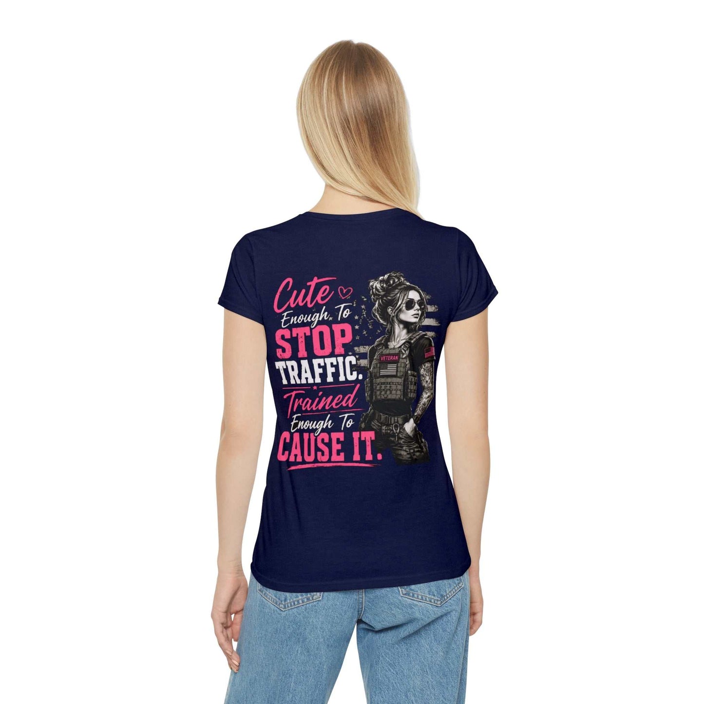 Cute Stop Traffic Trained Women's T-Shirt — Graphic Female Officer Tee