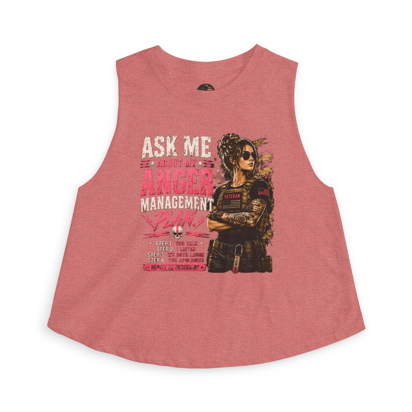 Women's Crop Top - "Ask Me About My Anger Management Plan" Graphic Tank for Strong, Sassy Women