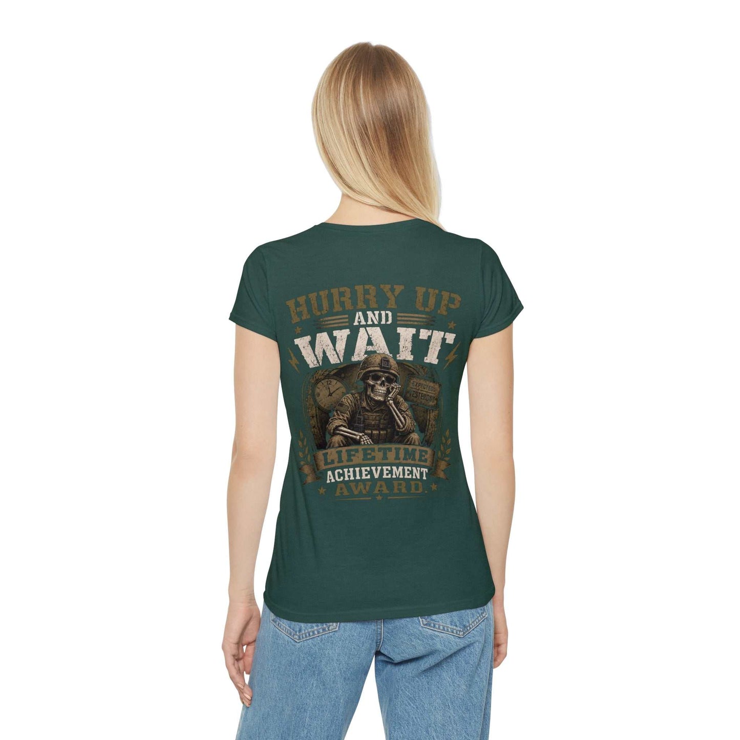Hurry Up and Wait Skull T-Shirt — Military Veteran Humor Tee
