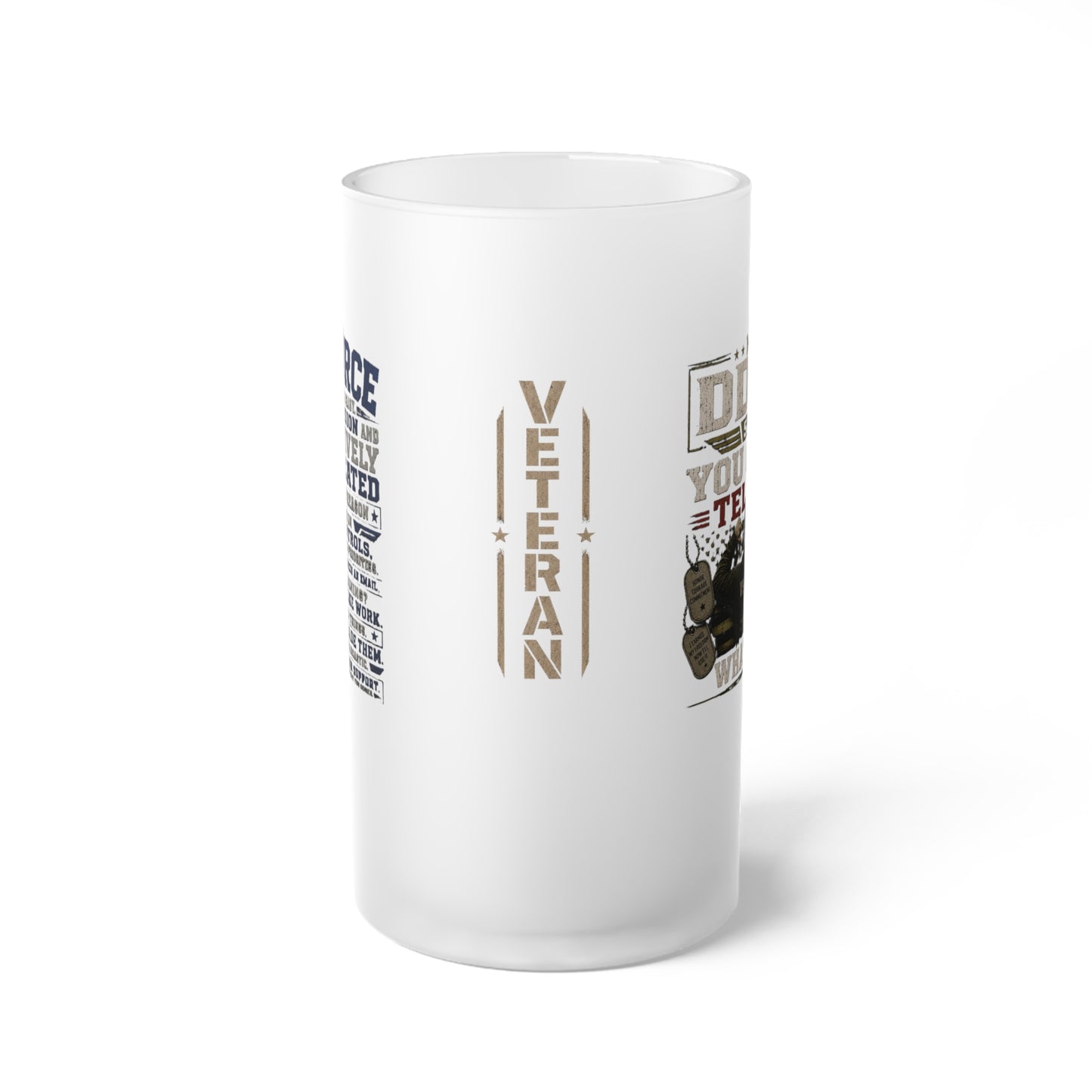 Air Force Veteran Frosted Glass Beer Mug — Military Pride Beer Stein