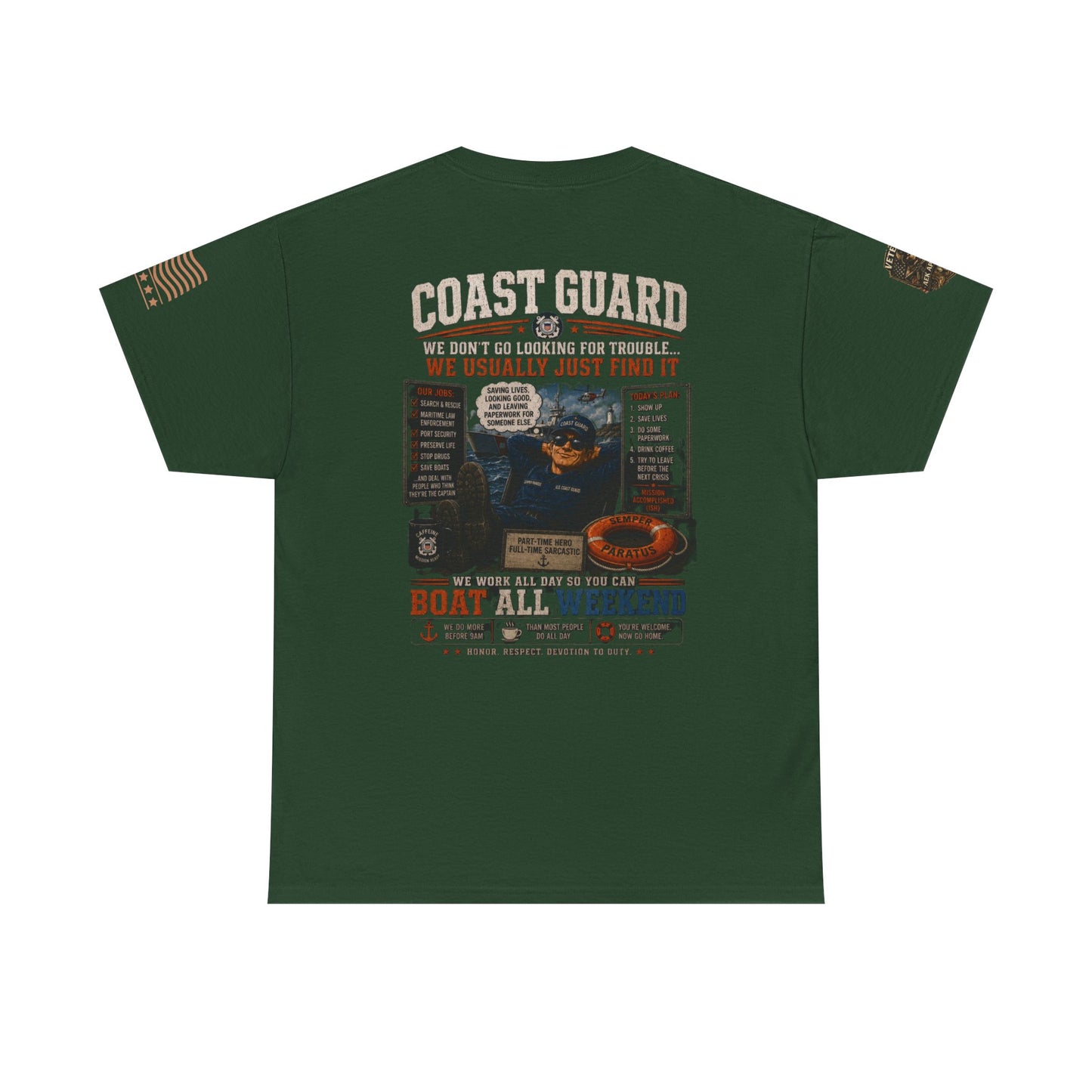 Coast Guard Boat All Weekend T-Shirt — Retro Nautical Rescue Tee
