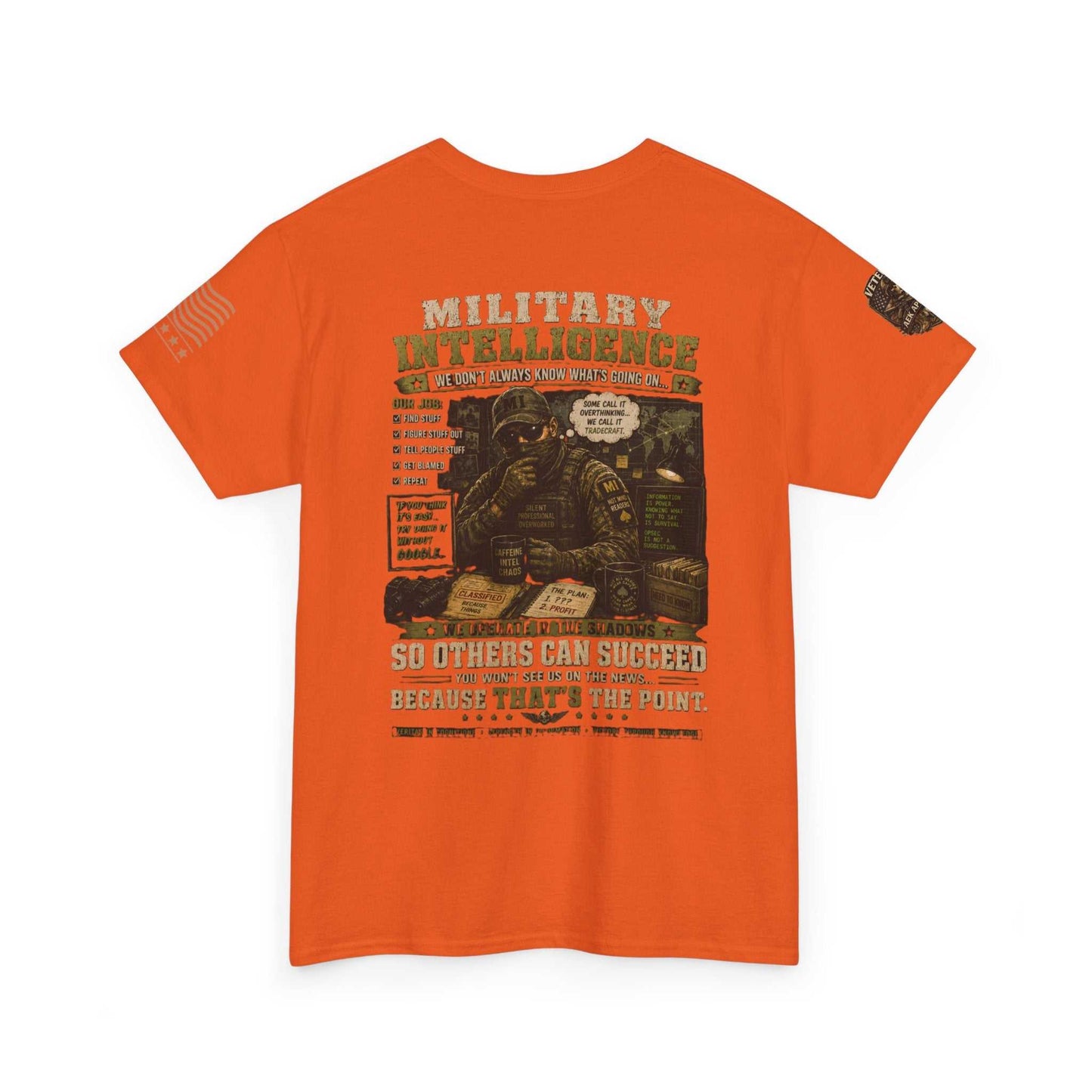 Military Intelligence Graphic Tee — Retro Soldier Design