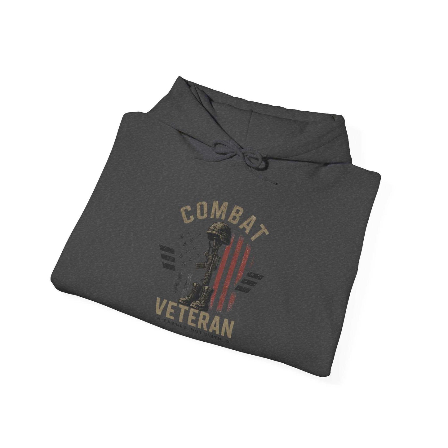 Combat Veteran Hoodie — Patriotic Military Veteran Sweatshirt with 'Combat Veteran' Sleeve Graphics