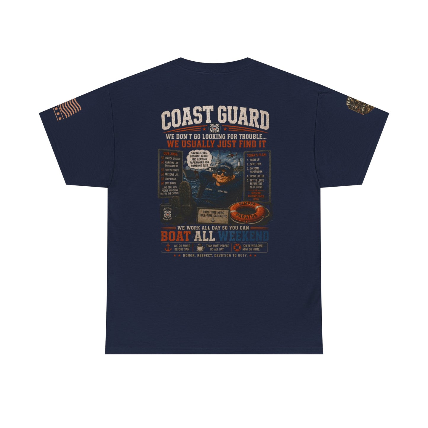 Coast Guard Boat All Weekend T-Shirt — Retro Nautical Rescue Tee