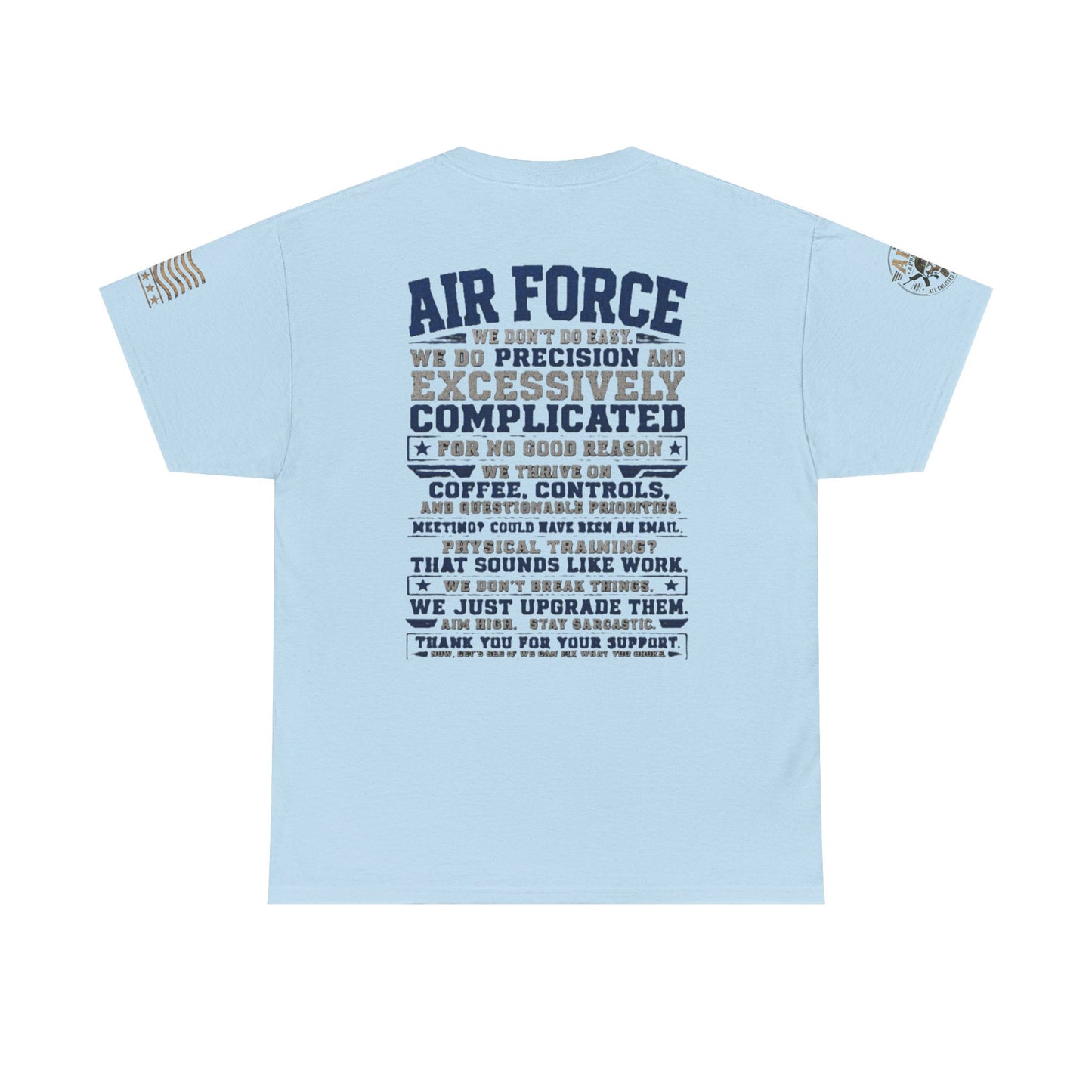 Air Force Crewneck T‑Shirt — "Air Force: Precision & Coffee" Military Graphic Tee