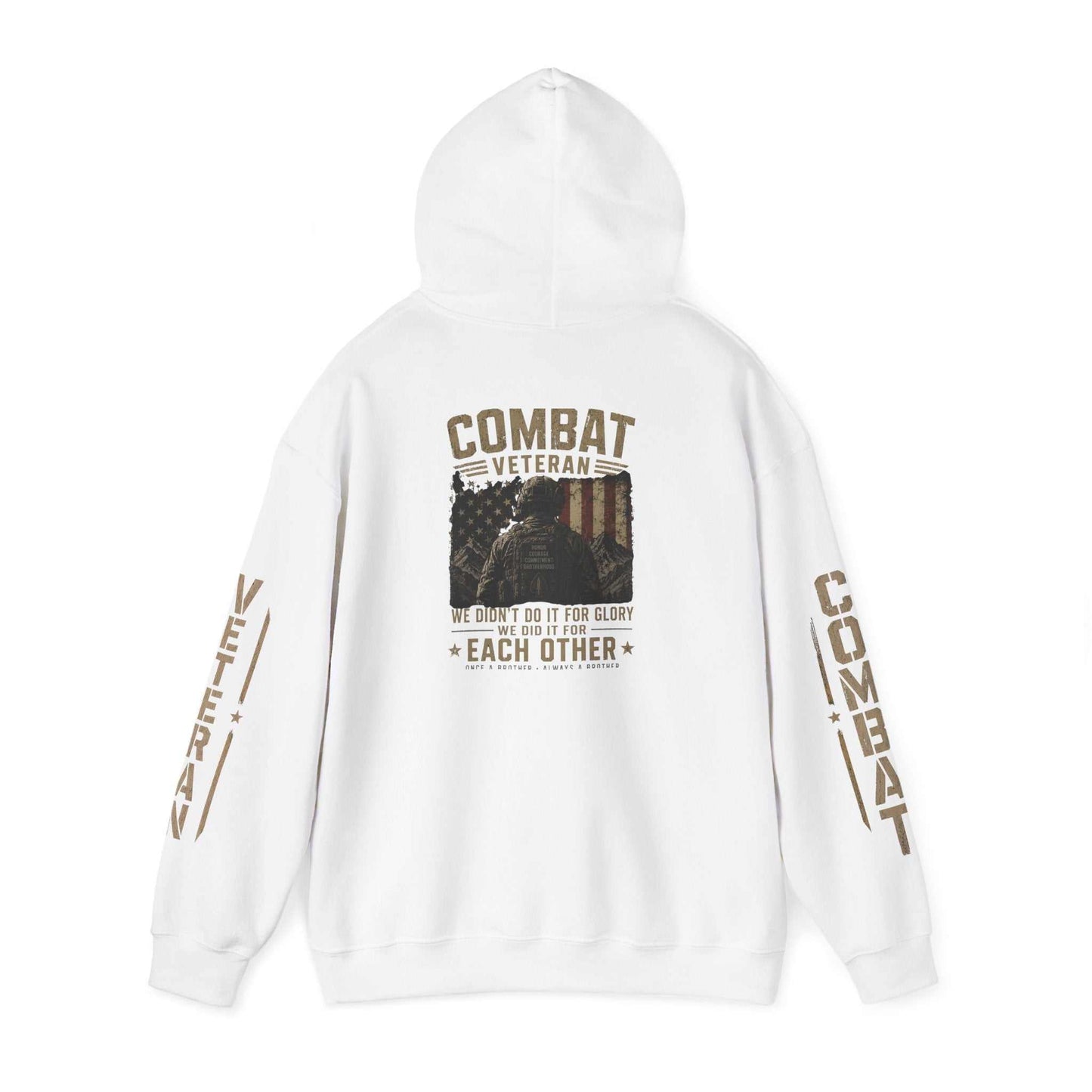 Combat Veteran Hoodie — Patriotic Military Veteran Sweatshirt with 'Combat Veteran' Sleeve Graphics