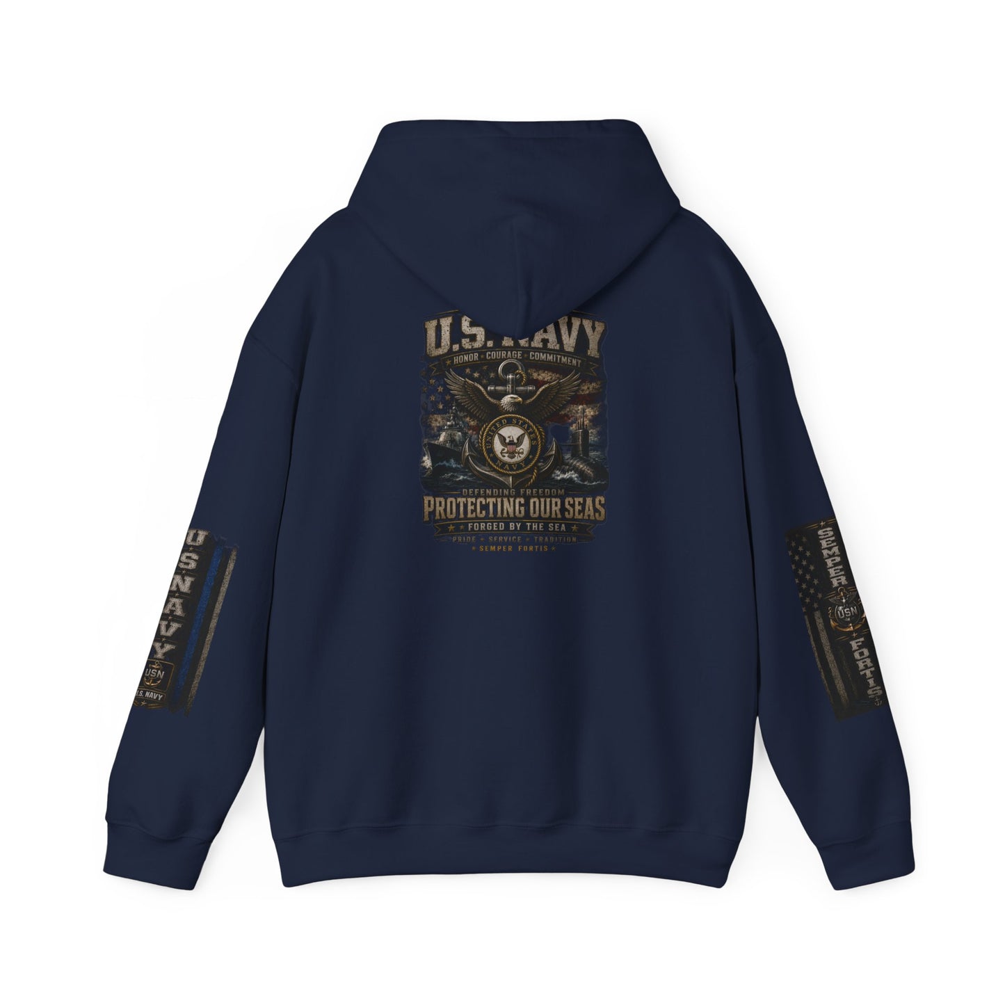 U.S. Navy Hoodie - Protecting Our Seas Sweatshirt (AEK Skull Design)