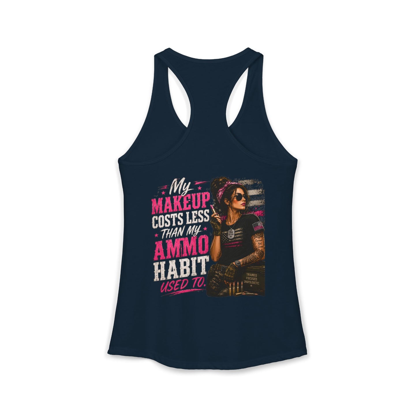 Women's Ideal Racerback Tank - 'My Makeup Cost Less than My Ammo'