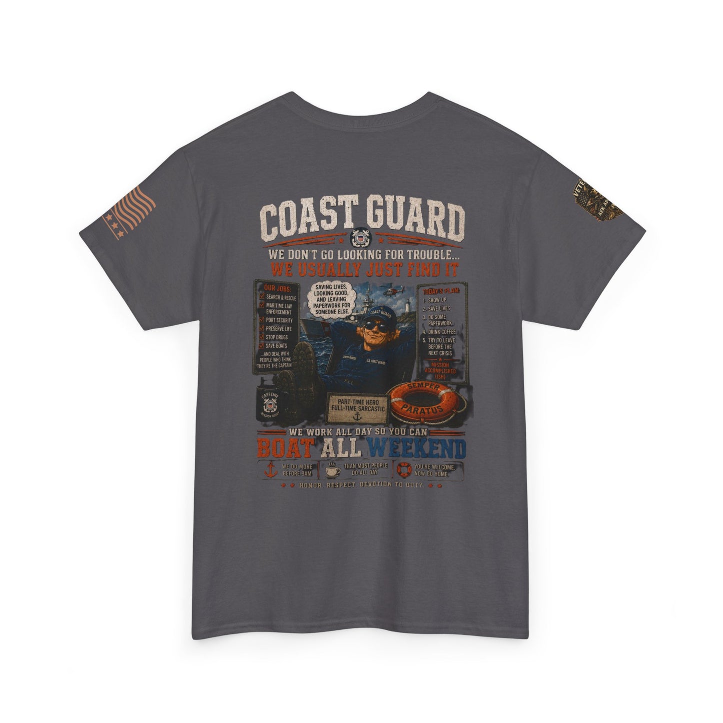 Coast Guard Boat All Weekend T-Shirt — Retro Nautical Rescue Tee