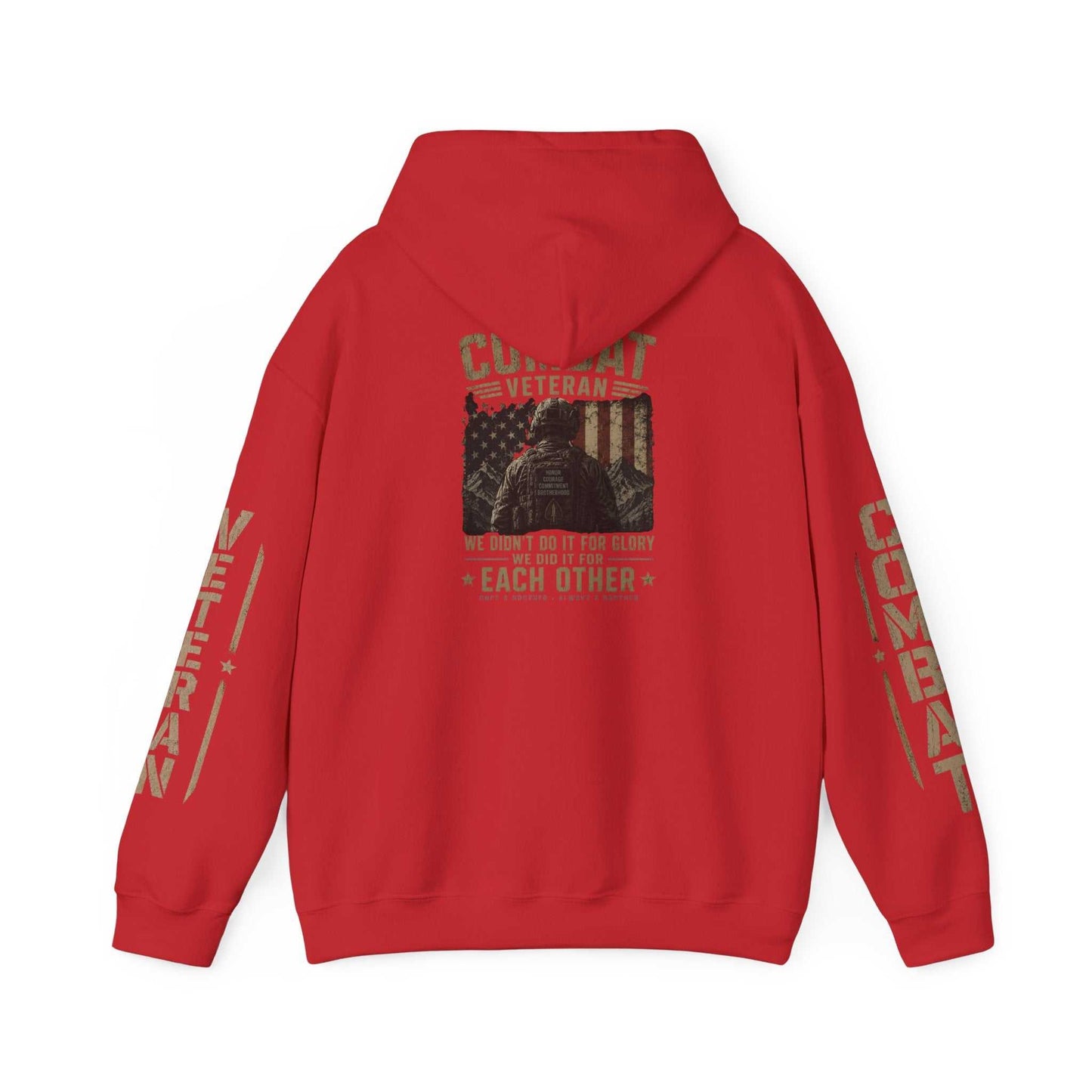 Combat Veteran Hoodie — Patriotic Military Veteran Sweatshirt with 'Combat Veteran' Sleeve Graphics