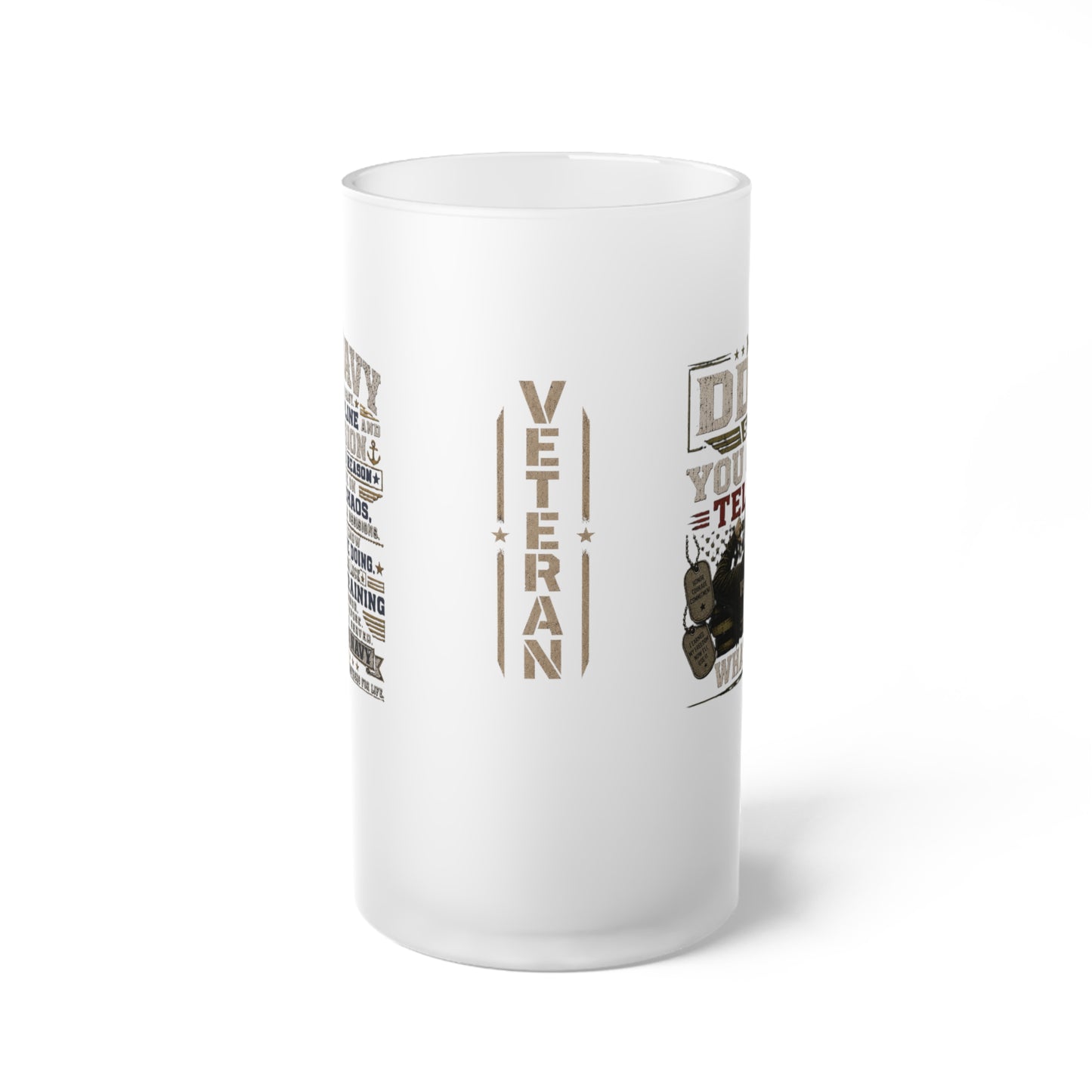 U.S. Navy Veteran Frosted Glass Beer Mug — Military Pride Beer Stein