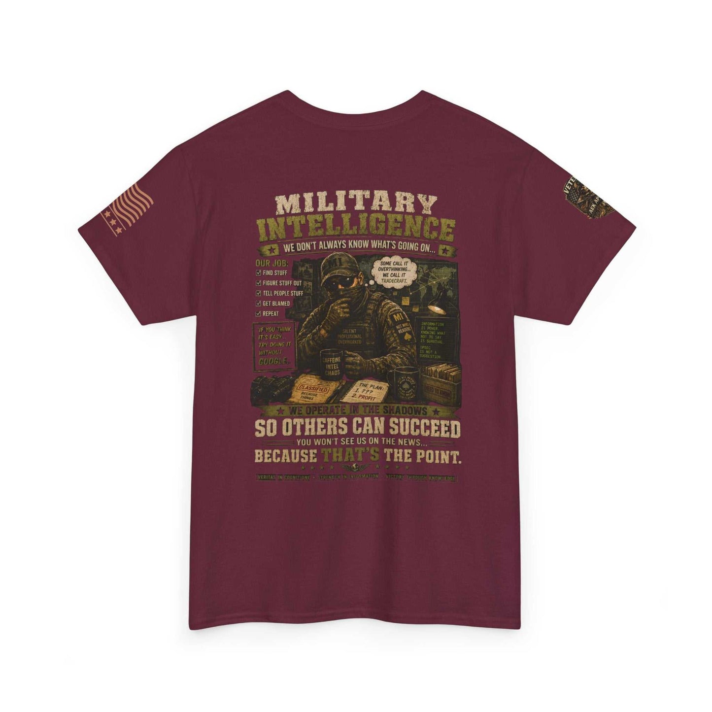 Military Intelligence Graphic Tee — Retro Soldier Design