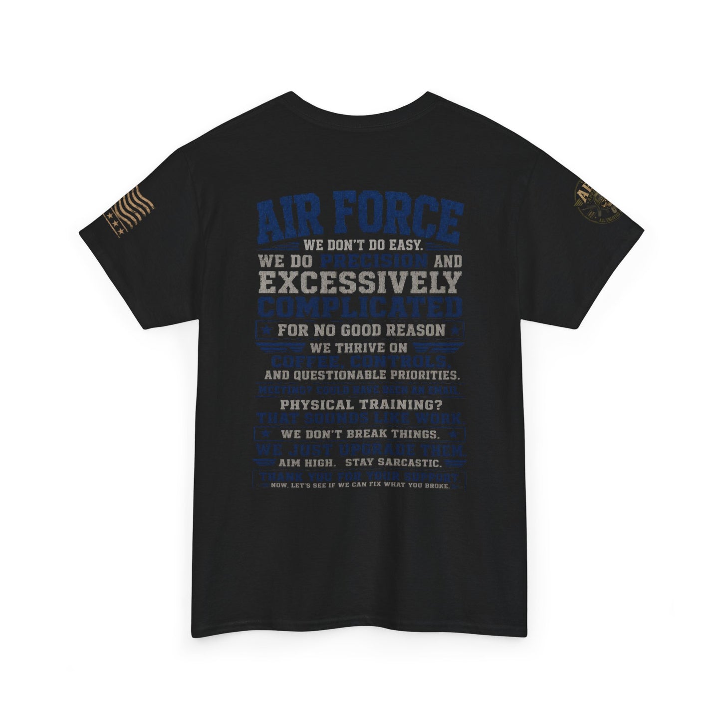 Air Force Crewneck T‑Shirt — "Air Force: Precision & Coffee" Military Graphic Tee