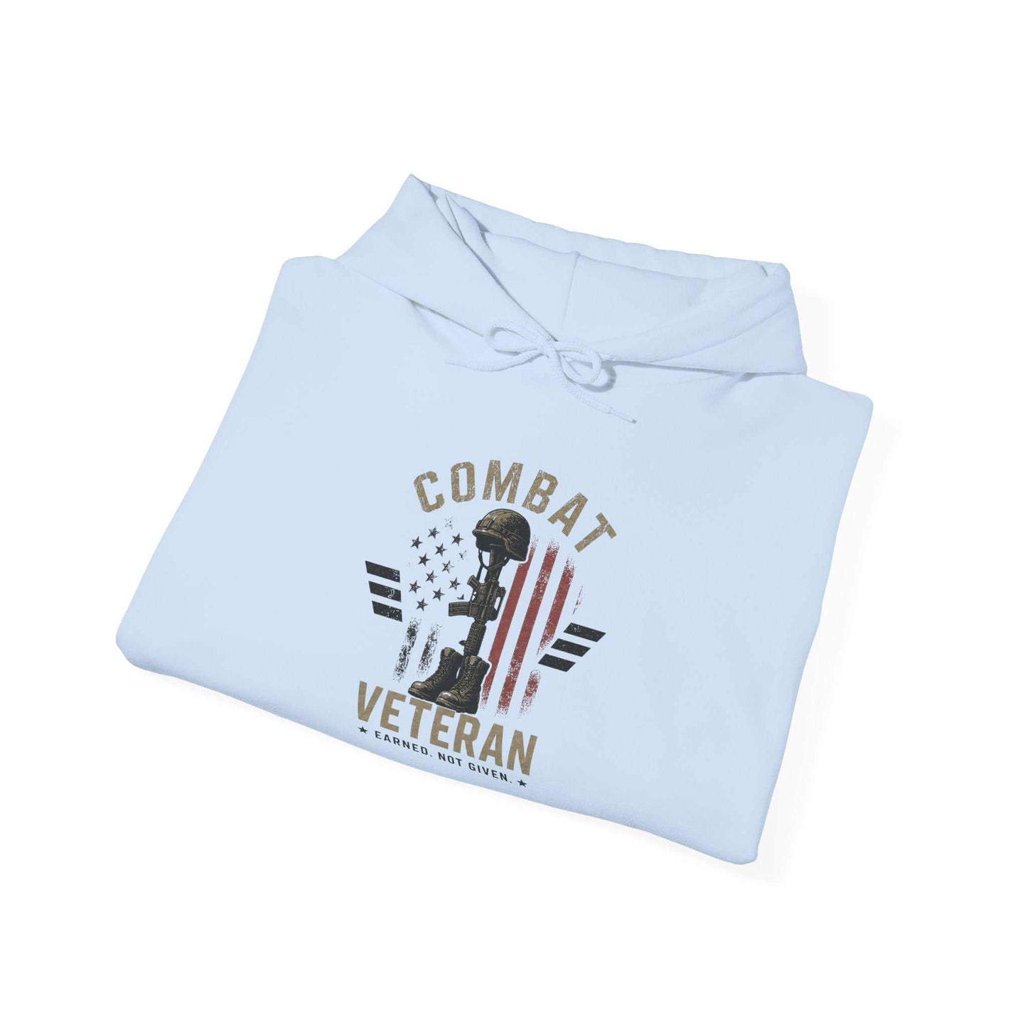 Combat Veteran Hoodie — Patriotic Military Veteran Sweatshirt with 'Combat Veteran' Sleeve Graphics