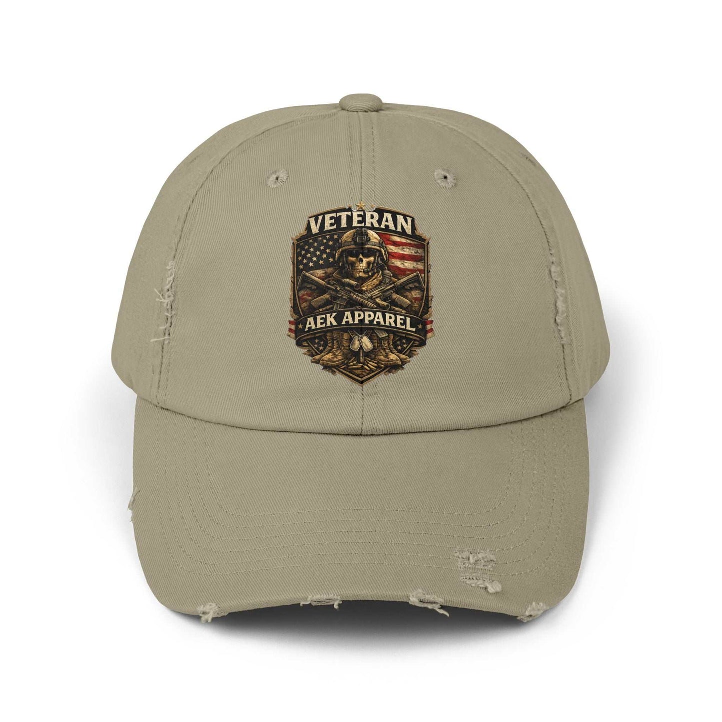 Veteran Distressed Cap - AEK Apparel Patriotic Military Hat