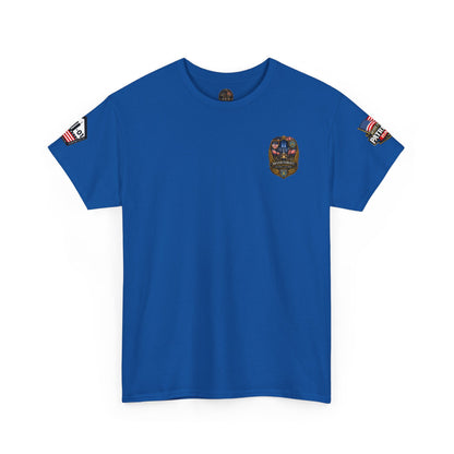 NYPD, FDNY, PAPD-NYNJ Patriots Day Memorial Tee – "Never Forget" 25th Anniversary American Flag Shirt