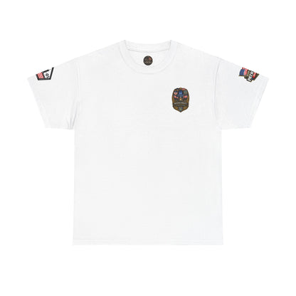 NYPD, FDNY, PAPD-NYNJ Patriots Day Memorial Tee – "Never Forget" 25th Anniversary American Flag Shirt