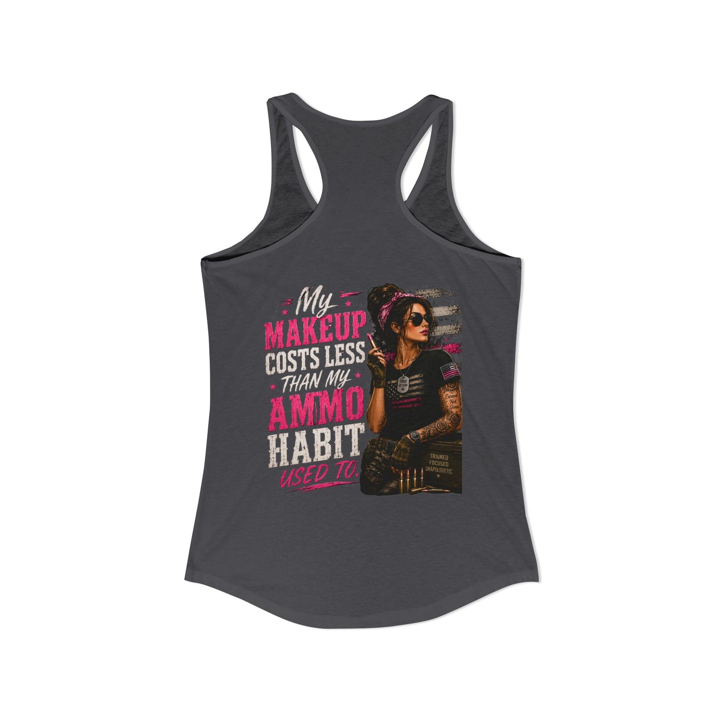 Women's Ideal Racerback Tank - 'My Makeup Cost Less than My Ammo'