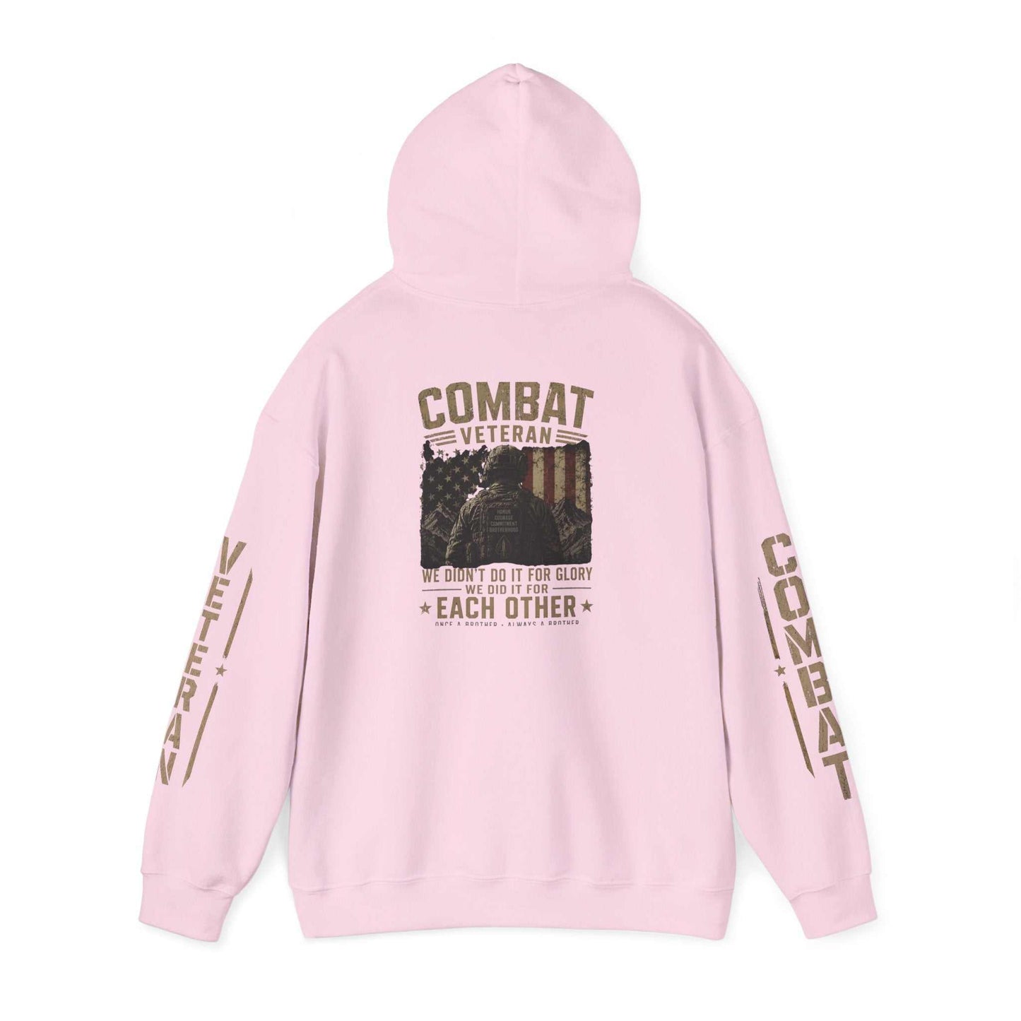 Combat Veteran Hoodie — Patriotic Military Veteran Sweatshirt with 'Combat Veteran' Sleeve Graphics