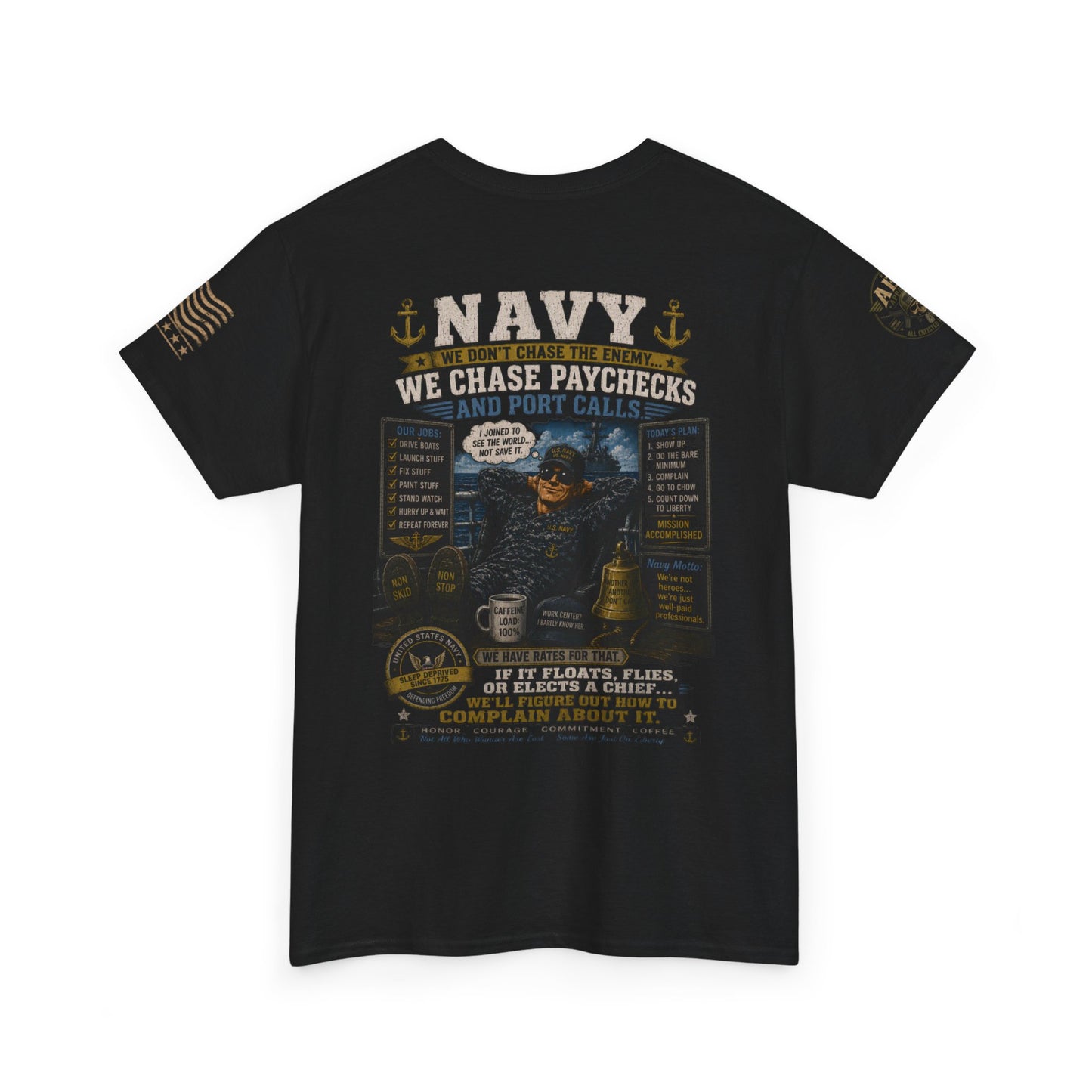 Navy Veteran Graphic Tee – 'Navy: Sea, Ports & Pride' Cotton T-Shirt