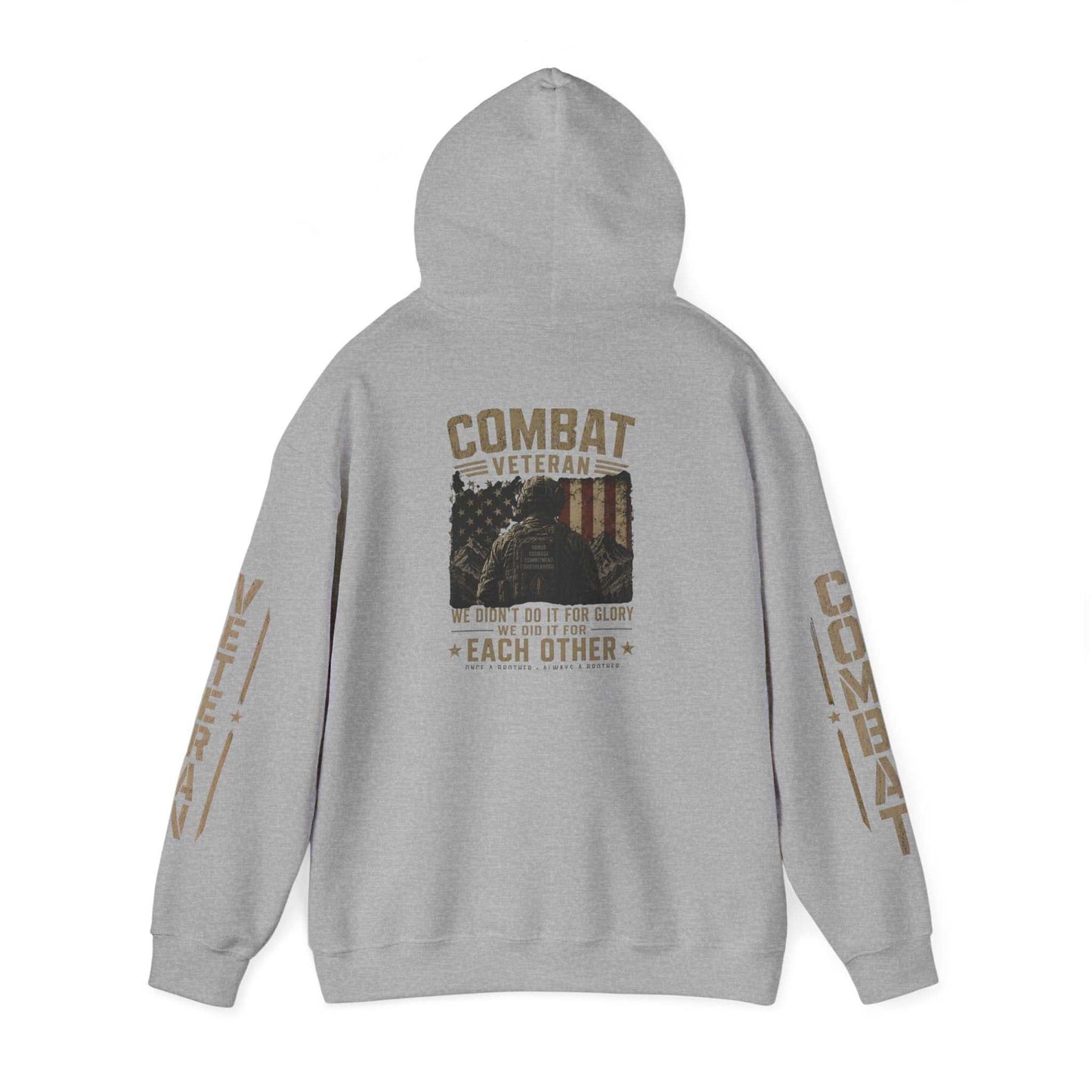 Combat Veteran Hoodie — Patriotic Military Veteran Sweatshirt with 'Combat Veteran' Sleeve Graphics