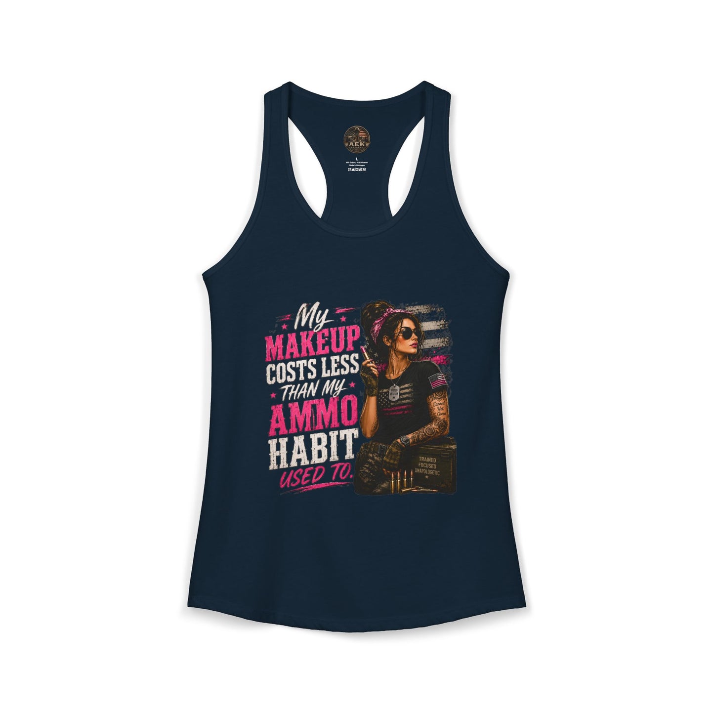 Women's Racerback Tank - "My Makeup Cost More Than My Ammo"