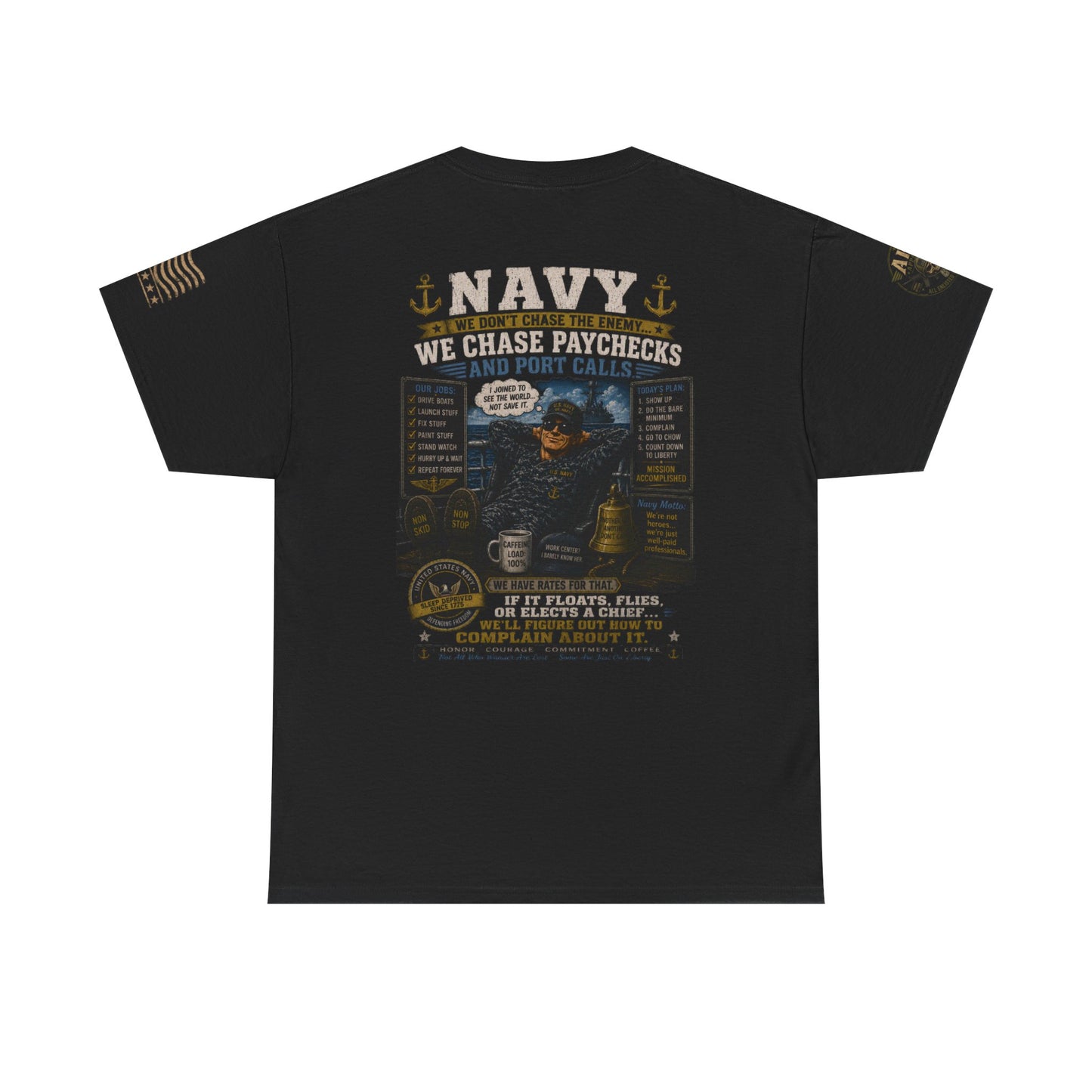 Navy Veteran Graphic Tee – 'Navy: Sea, Ports & Pride' Cotton T-Shirt