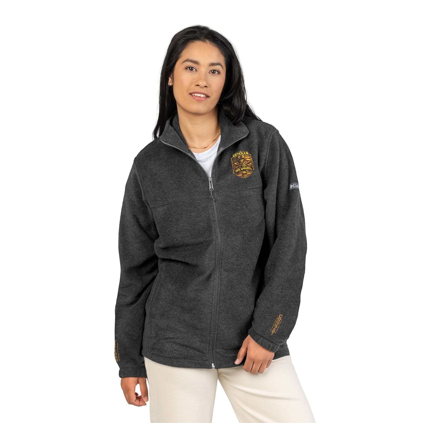 Embroidered Autumn Leaf Fleece Jacket