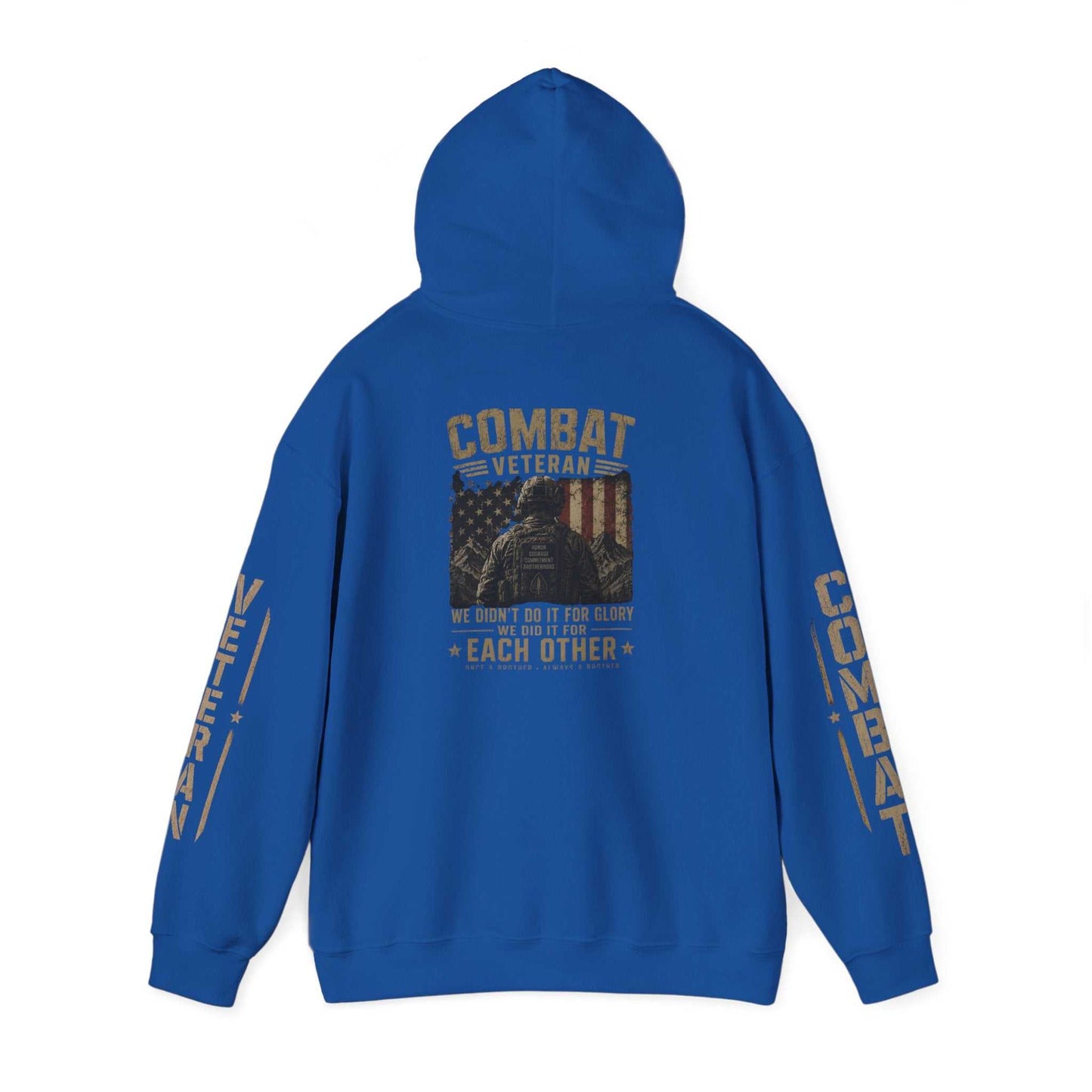 Combat Veteran Hoodie — Patriotic Military Veteran Sweatshirt with 'Combat Veteran' Sleeve Graphics