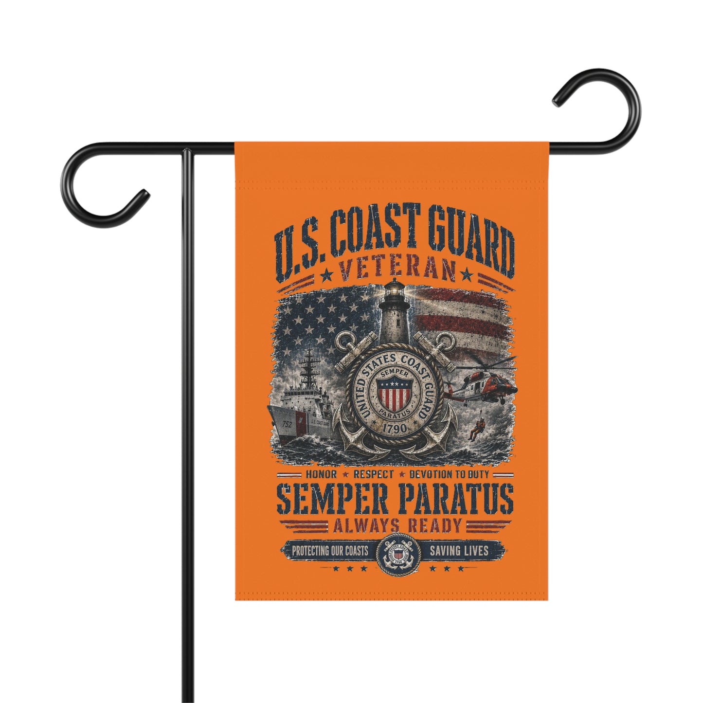 Coast Guard Veteran Garden Flag — Semper Paratus Memorial Banner