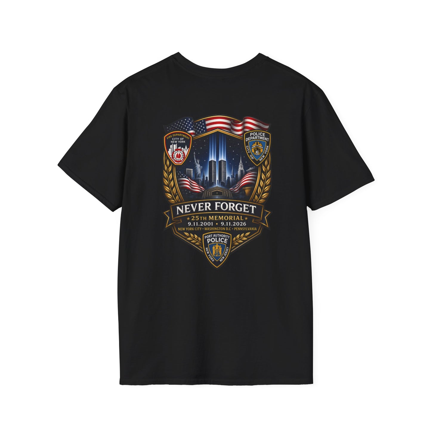 Patriots Day T‑Shirt — American Flag Small Chest Logo
