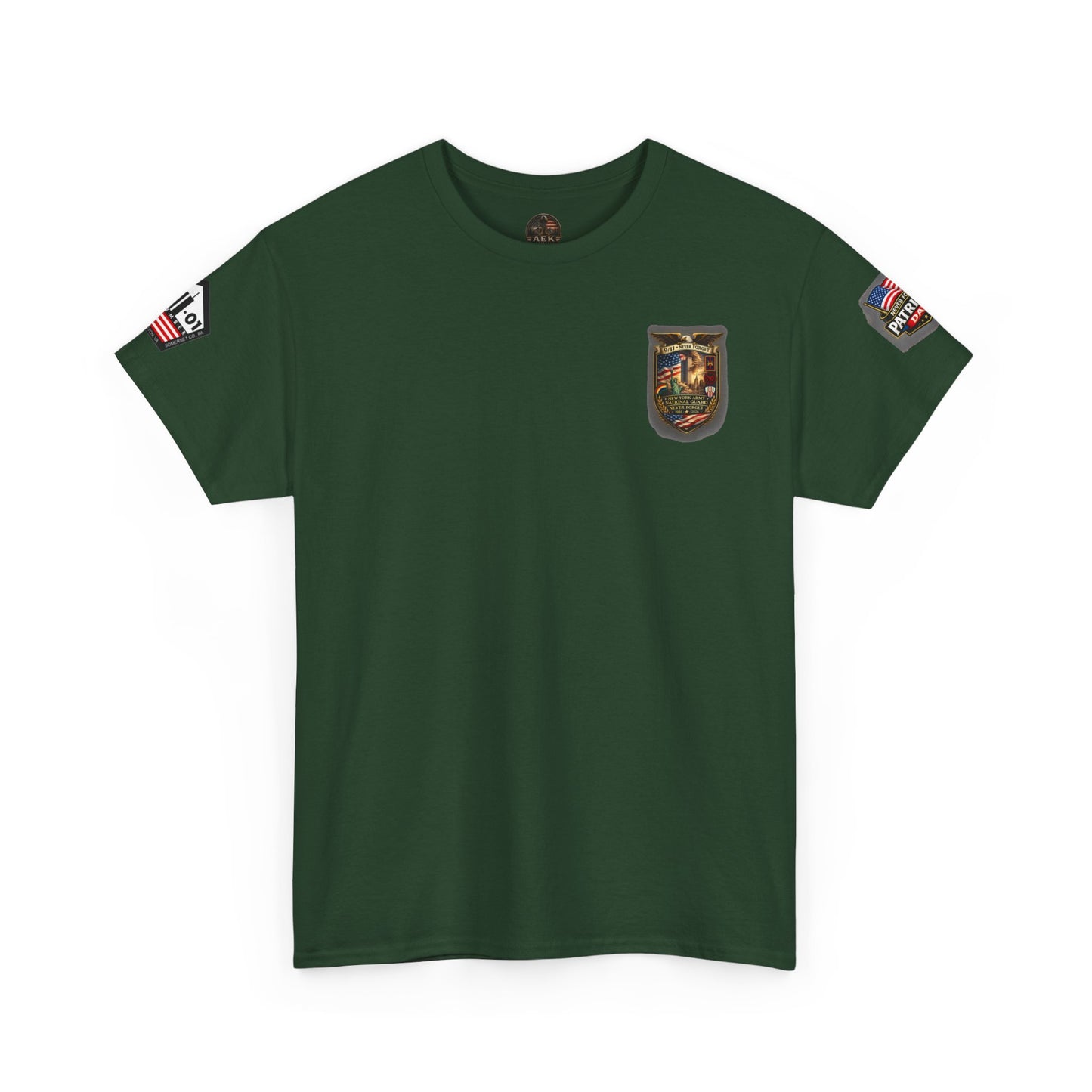 NYARNG Patriots Day Memorial Tee – "Never Forget" 25th Anniversary American Flag Shirt