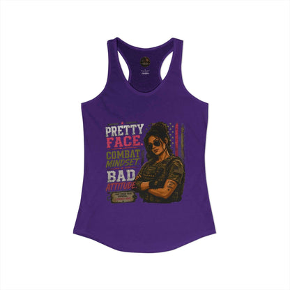 Women's Racerback Tank - "Pretty Face, Combat Mindset"