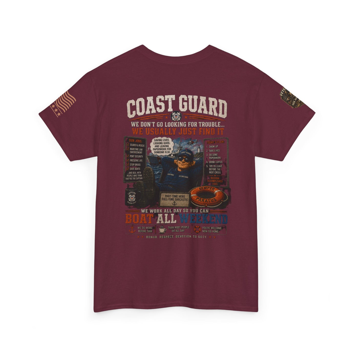 Coast Guard Boat All Weekend T-Shirt — Retro Nautical Rescue Tee