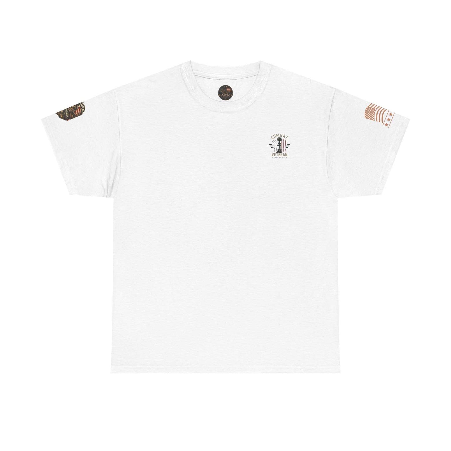 Vintage Military Police T-Shirt with "One Violation At A Time" slogan and subtle sleeve badge graphics on tan cotton fabric