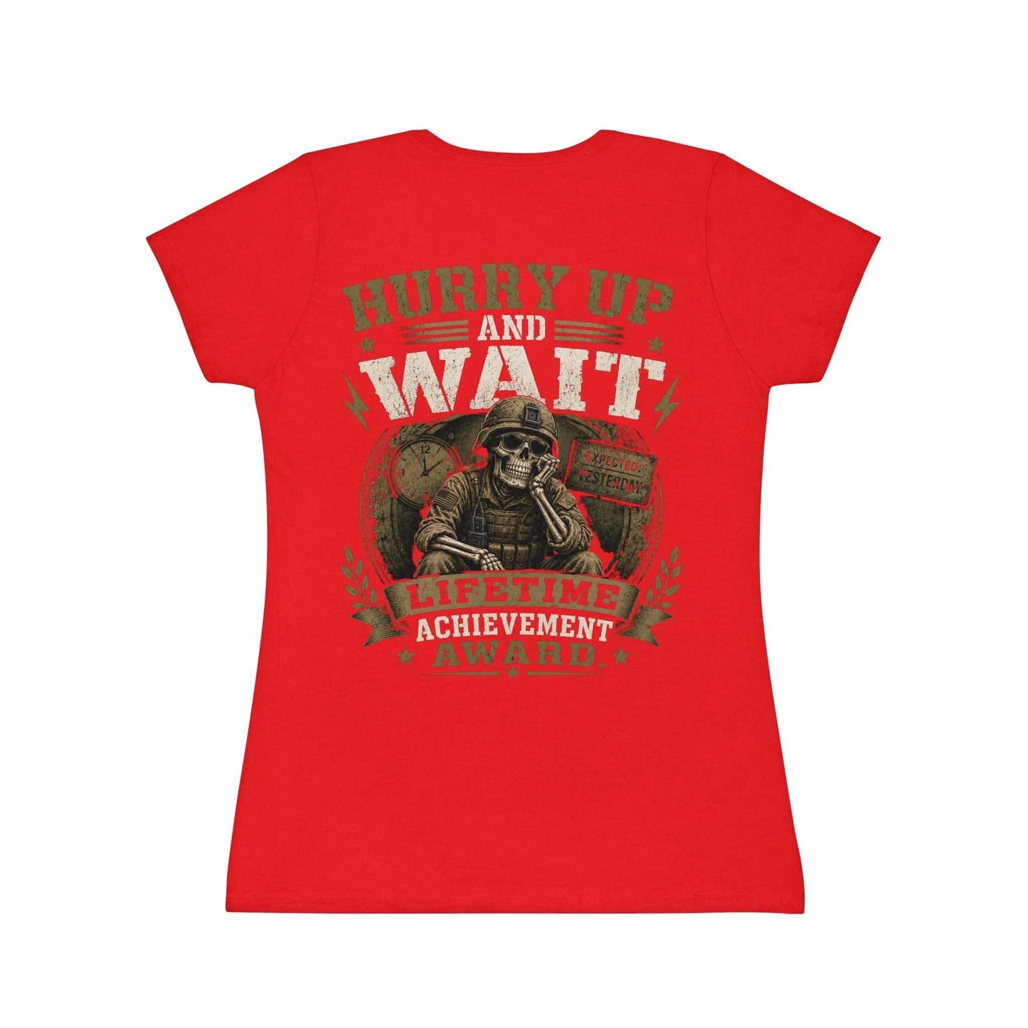 Hurry Up and Wait Skull T-Shirt — Military Veteran Humor Tee