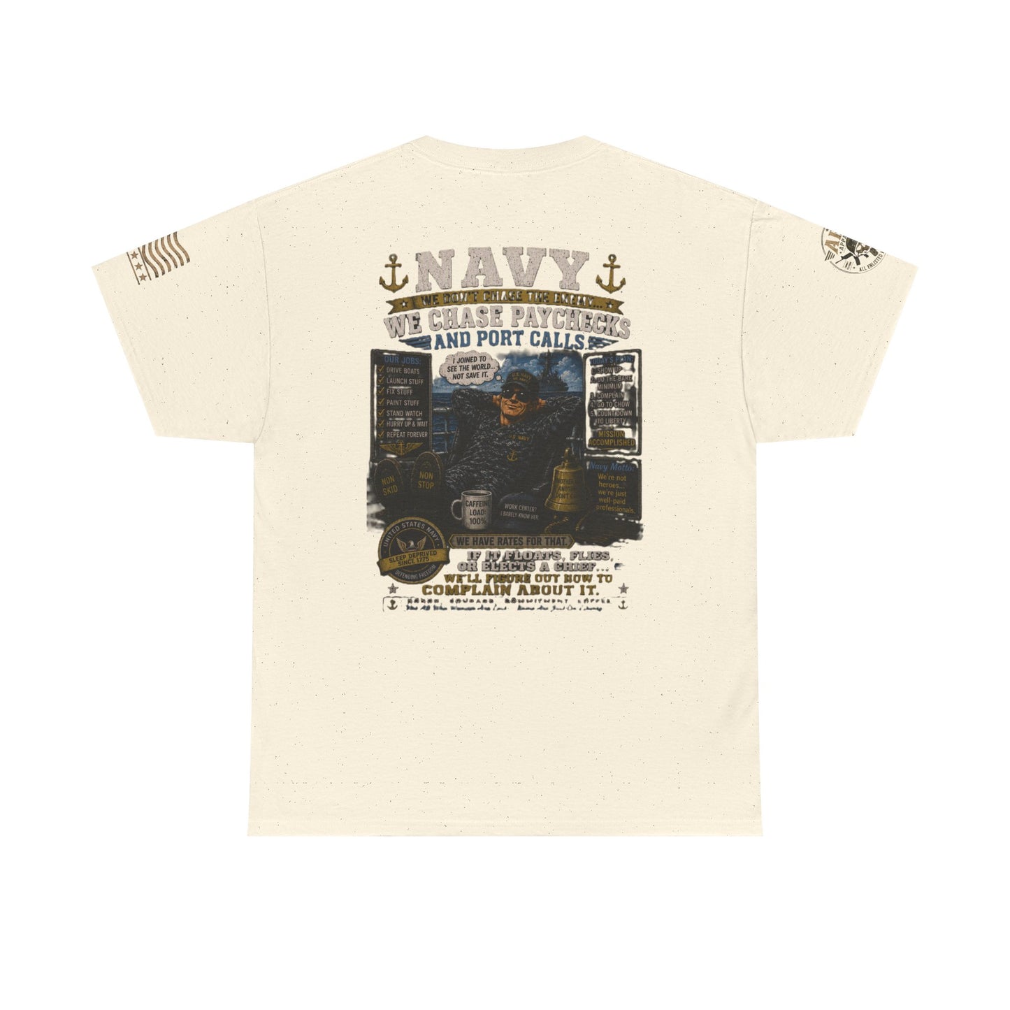 Navy Veteran Graphic Tee – 'Navy: Sea, Ports & Pride' Cotton T-Shirt