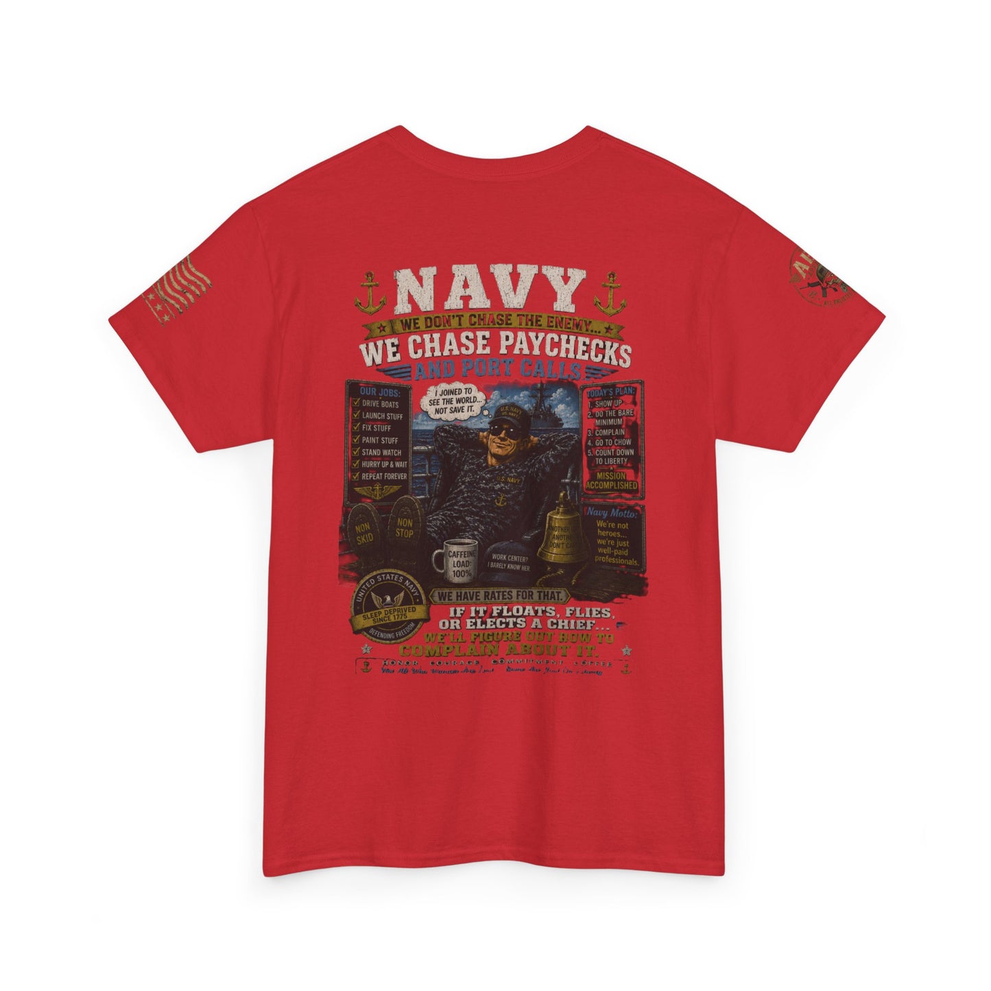 Navy Veteran Graphic Tee – 'Navy: Sea, Ports & Pride' Cotton T-Shirt