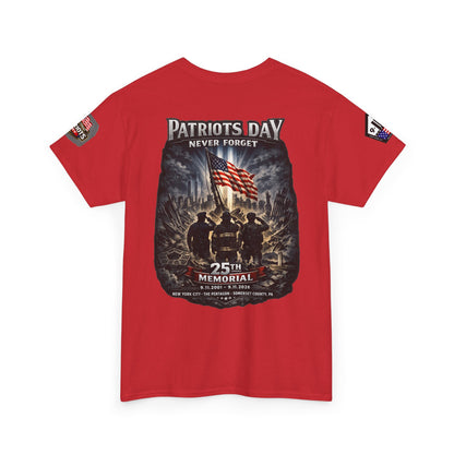 NYARNG Patriots Day Memorial Tee – "Never Forget" 25th Anniversary American Flag Shirt