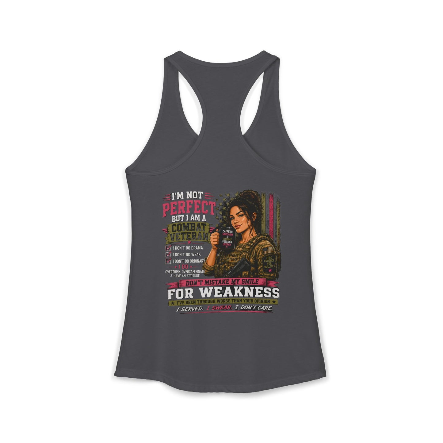 Women's Ideal Racerback Tank - 'I Am Not Perfect, I Am A Combat Veteran'