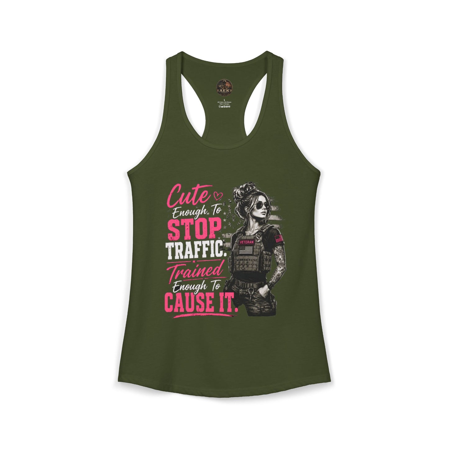 Women's Racerback Tank - "Cute Enough to Stop Traffic"