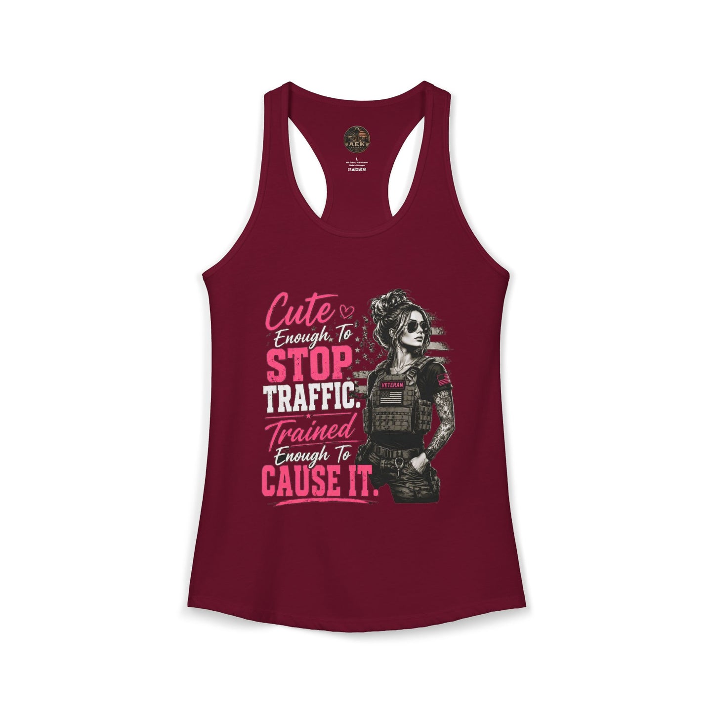 Women's Racerback Tank - "Cute Enough to Stop Traffic"